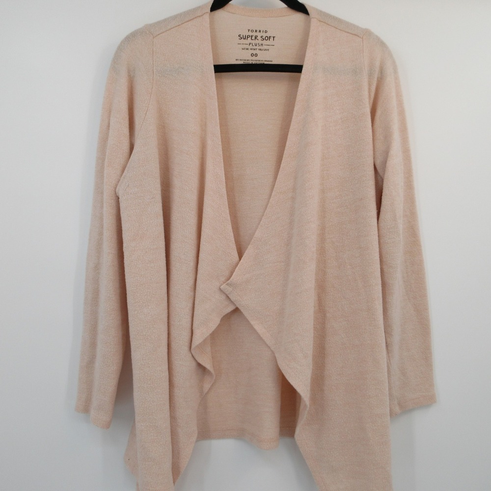 Torrid Super Soft Plush Draped Waterfall Cardigan Peach Blush Size 00 Medium